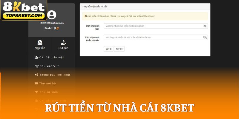 Rút tiền từ nhà cái 8KBET